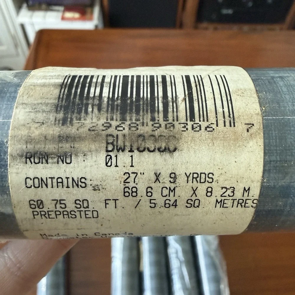 6 Rolls Vintage Brewster Blue Chambray Stripe Wallpaper BW-103-06 NOS Prepasted